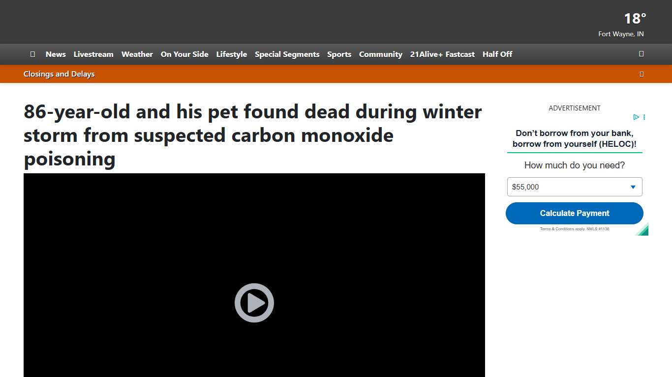 86-year-old and his pet found dead during winter storm from suspected carbon monoxide poisoning
