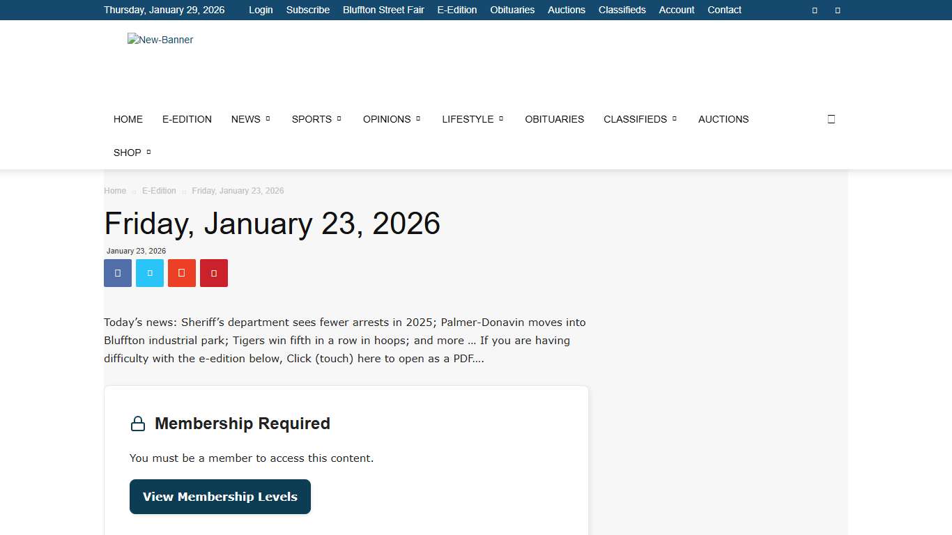 Friday, January 23, 2026 News Banner